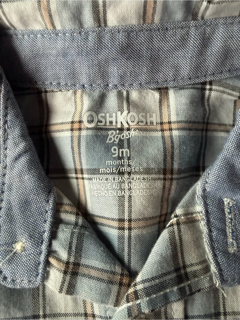 NWT Osh Kosh bgosh baby button down one piece 9 mos.